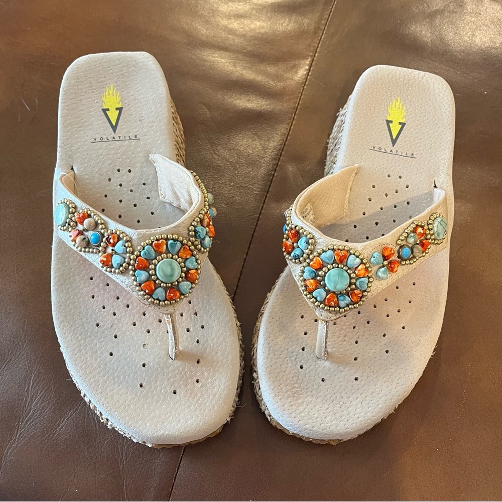 Volatile Turquoise Beaded Sandals. Size 7. Barely worn.